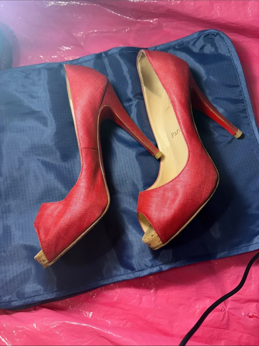 Parisian Works Red Peep-Toe High Heels